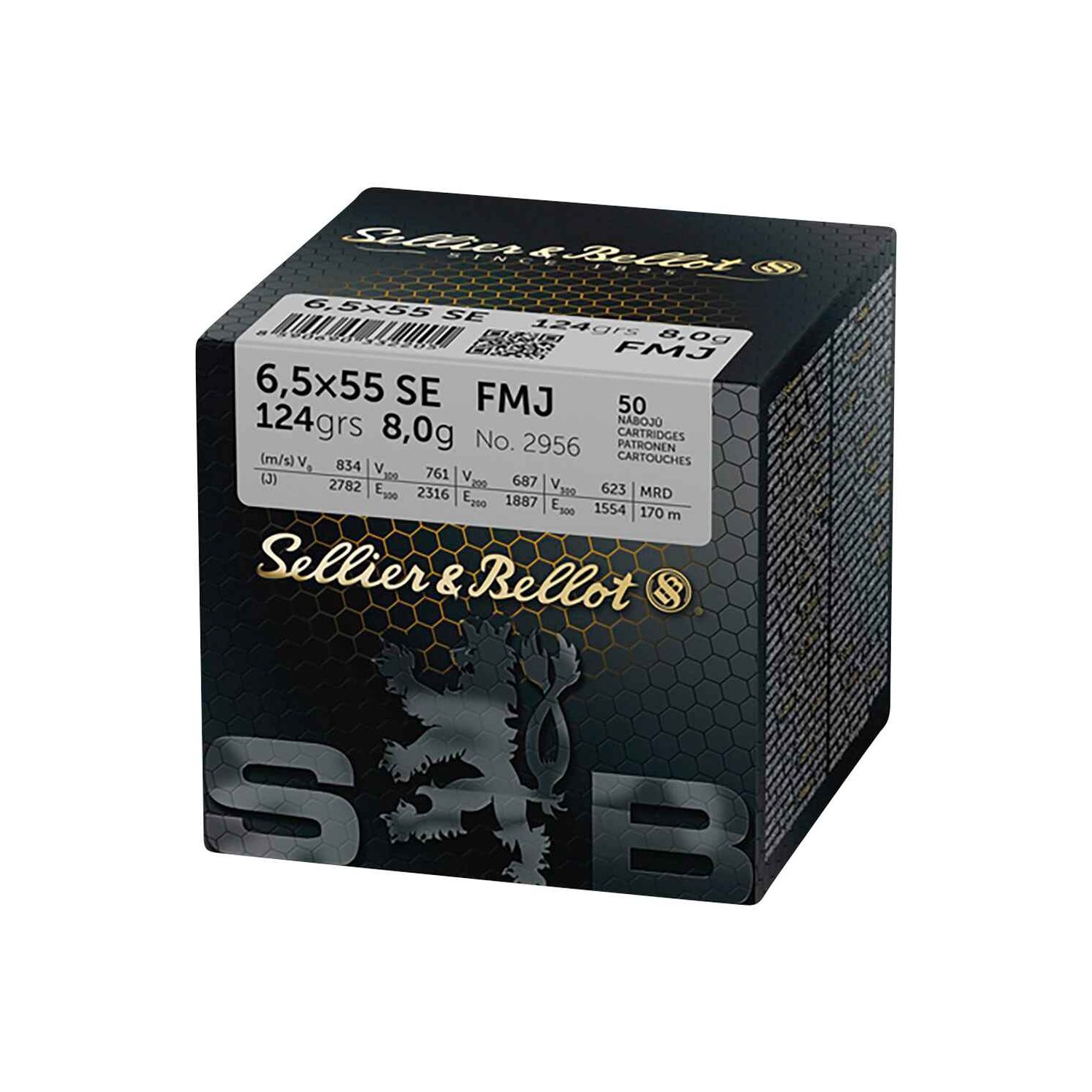 Büchsenmunition 6,5x55 FMJ 124 grs.  Sellier & Bellot