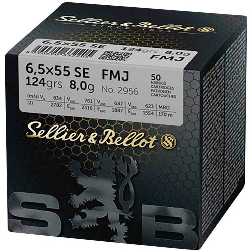 Büchsenmunition 6,5x55 FMJ 124 grs.  Sellier & Bellot