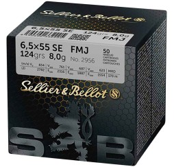 Büchsenmunition 6,5x55 FMJ 124 grs.  Sellier & Bellot