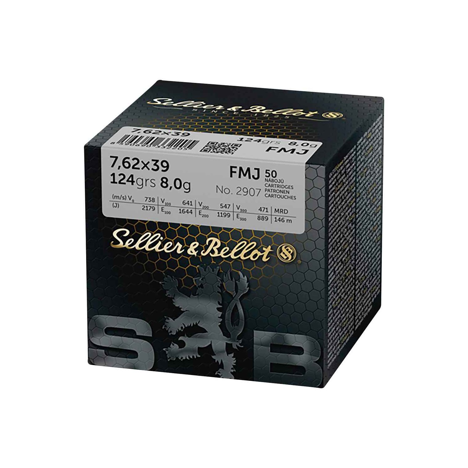 Büchsenmunition 7,62x39 Vollmantel 124 grs. Sellier & Bellot