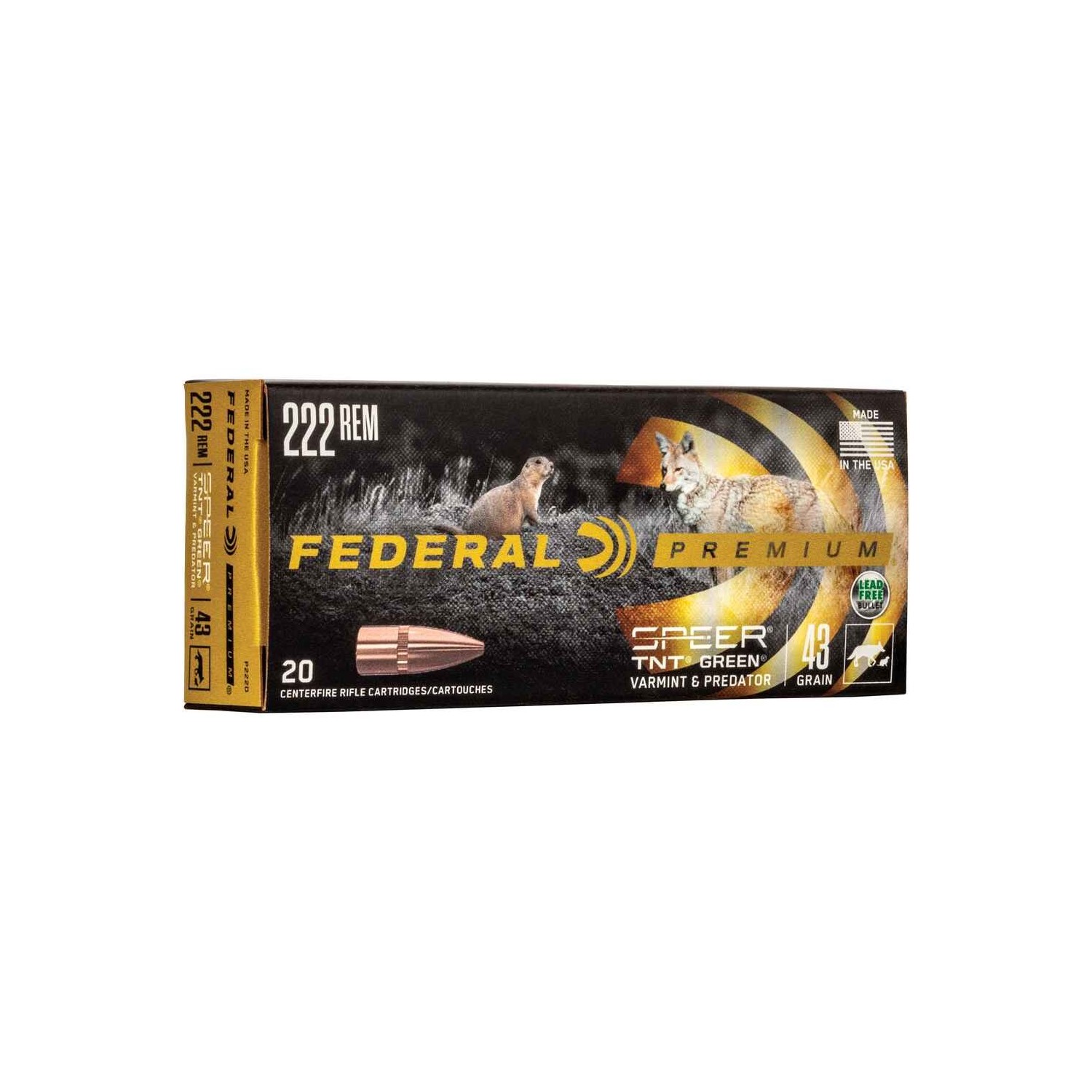 Büchsenmunition .222 Rem. Speer TNT Green HP 43 grs. Federal Ammunition