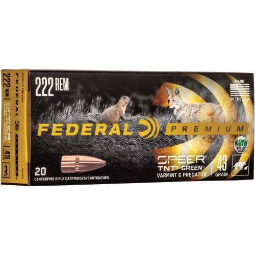 Büchsenmunition .222 Rem. Speer TNT Green HP 43 grs. Federal Ammunition