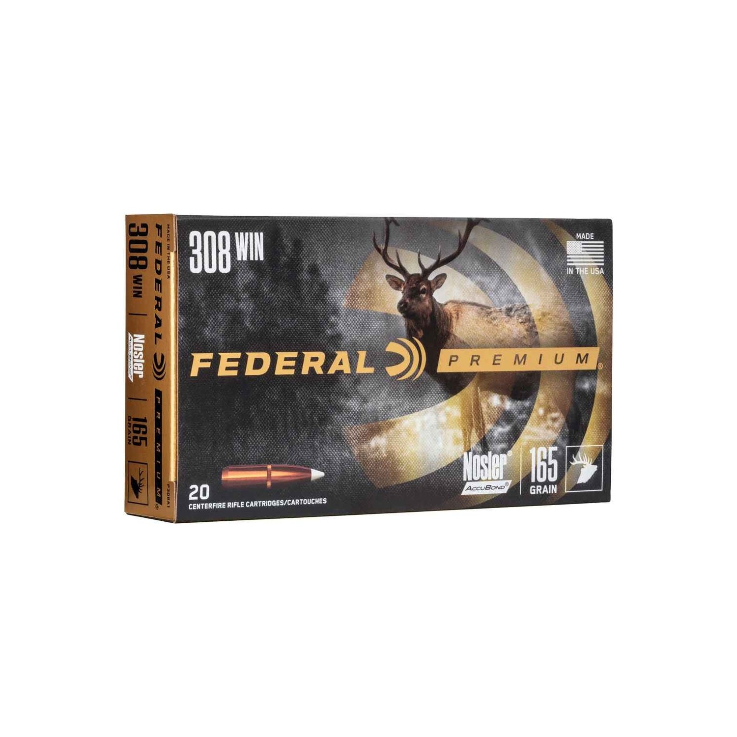 Büchsenmunition .308 Win. Premium Nosler Accubond 165 grs. Federal Ammunition