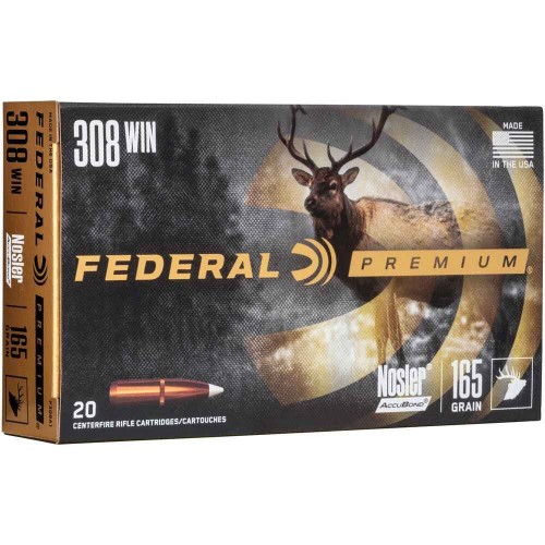 Büchsenmunition .308 Win. Premium Nosler Accubond 165 grs. Federal Ammunition