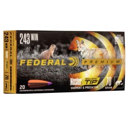 Büchsenmunition .243 Win. Premium Nosler Ballistic V-Shok 4,6g/70grs. Federal Ammunition