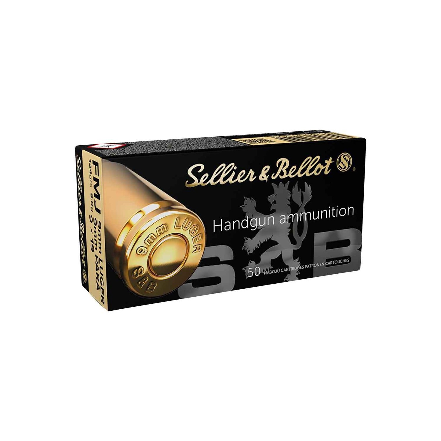 Pistolenmunition 9 mm Luger Vollmantel 7,45g/115grs.  Sellier & Bellot