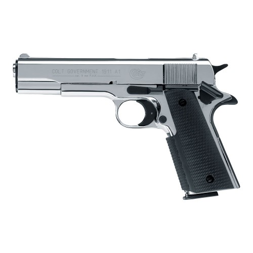 Colt Schreckschuss Pistole Government 1911 A1 Polished Chrome seite