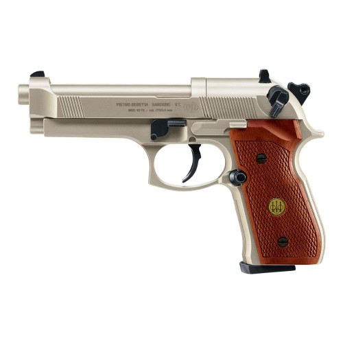 Beretta CO2 Pistole M 92 FS nickel, Holzgriffschalen seite 1