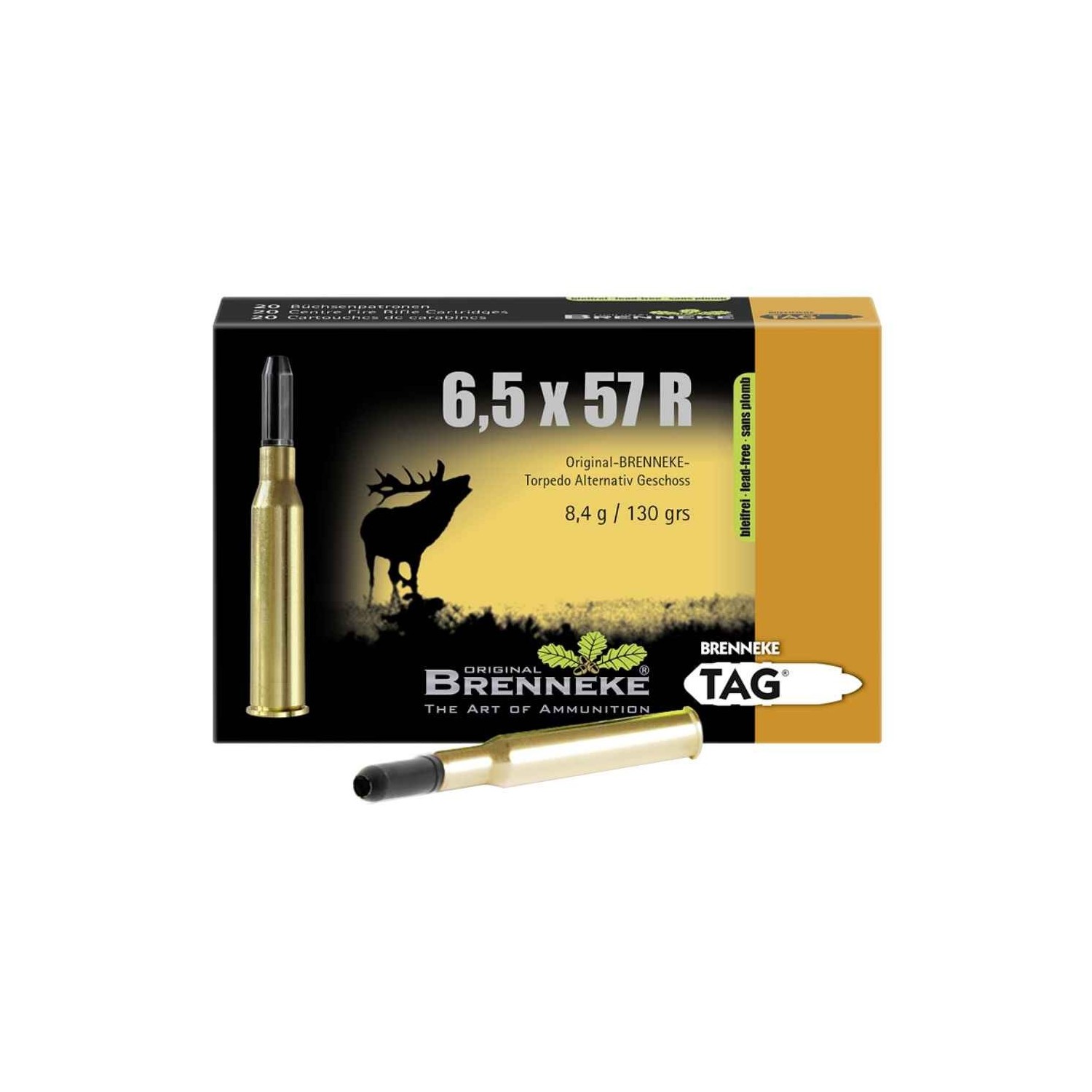 6,5x57R TAG bleifrei 8,4g/130 grs. Brenneke