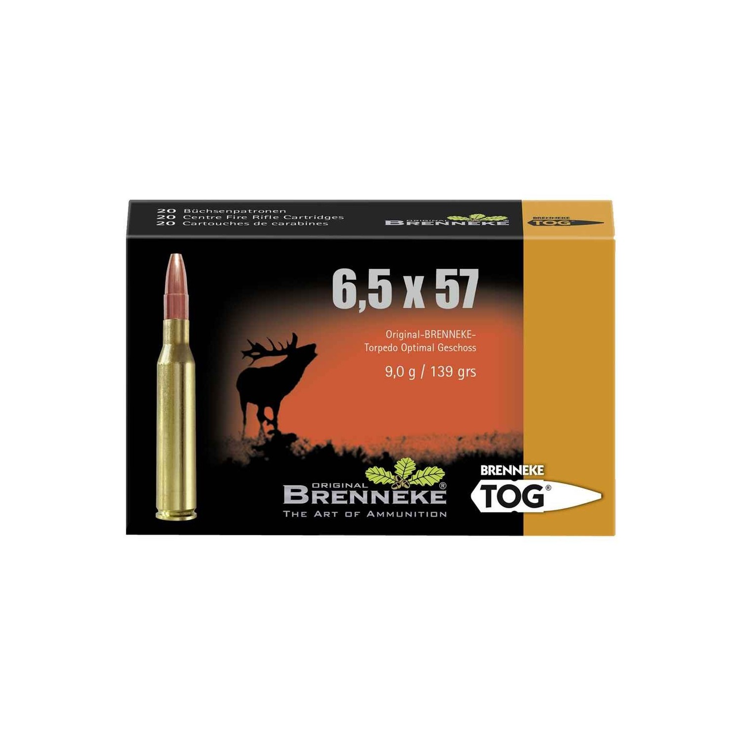 6,5x57 TOG 9,0g/139 grs. Brenneke