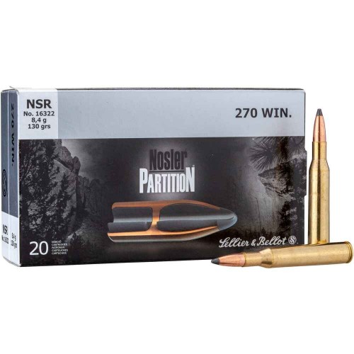 .270 Win. Nosler Partition 8,4g/130grs. Sellier & Bellot