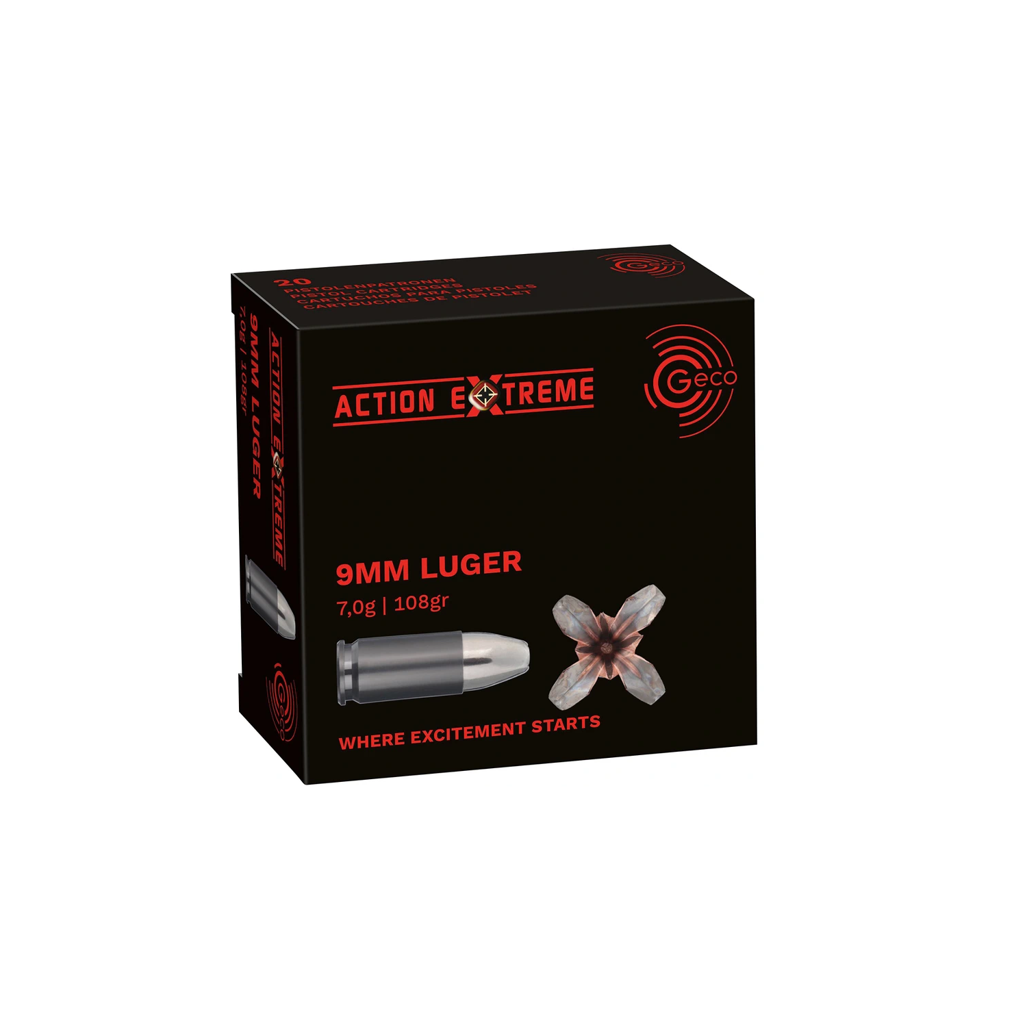 9 mm Luger Action Extreme 7,0g/108grs. Geco