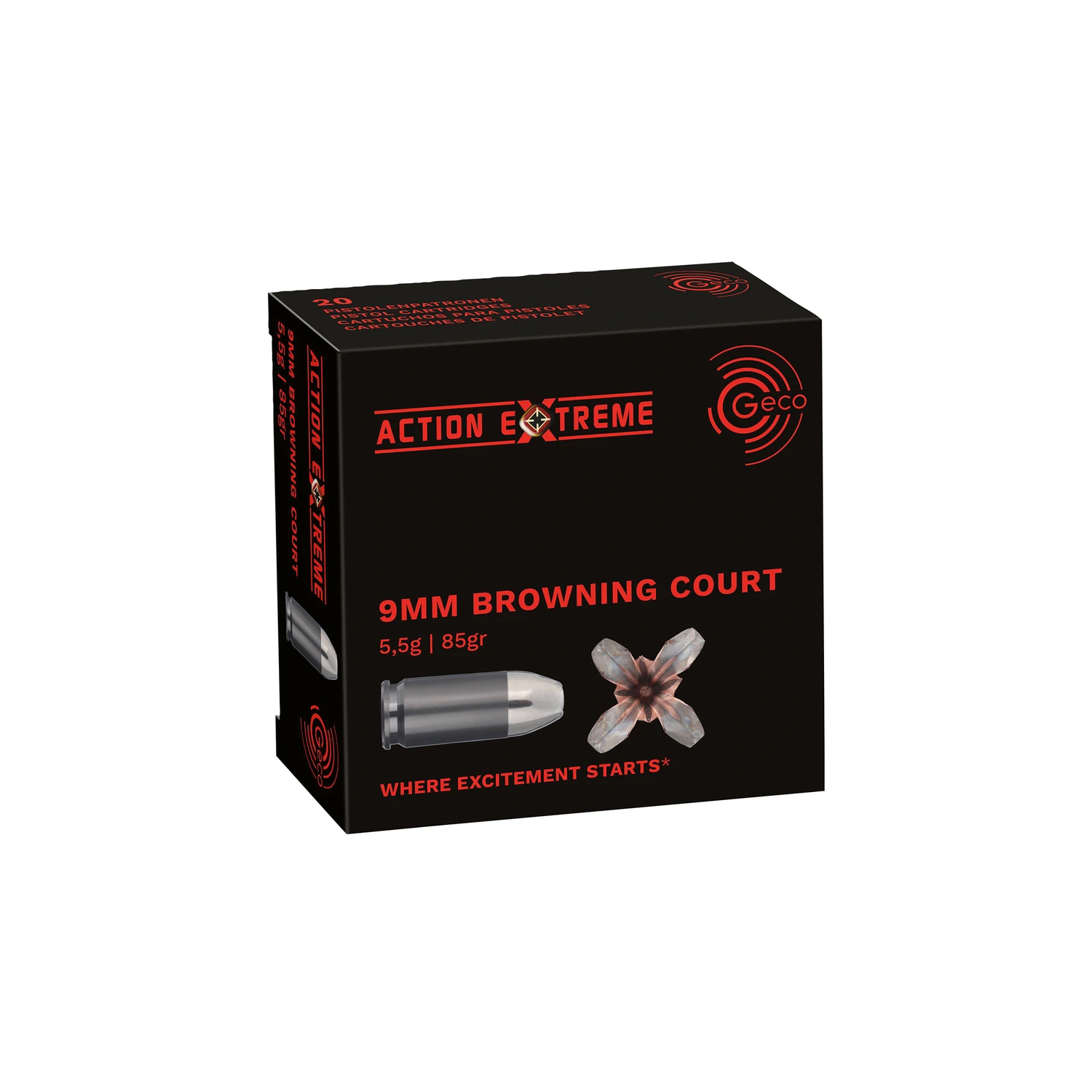 9 mm Br. Kurz Hohlspitz Action Extreme 5,5g/85grs. Geco