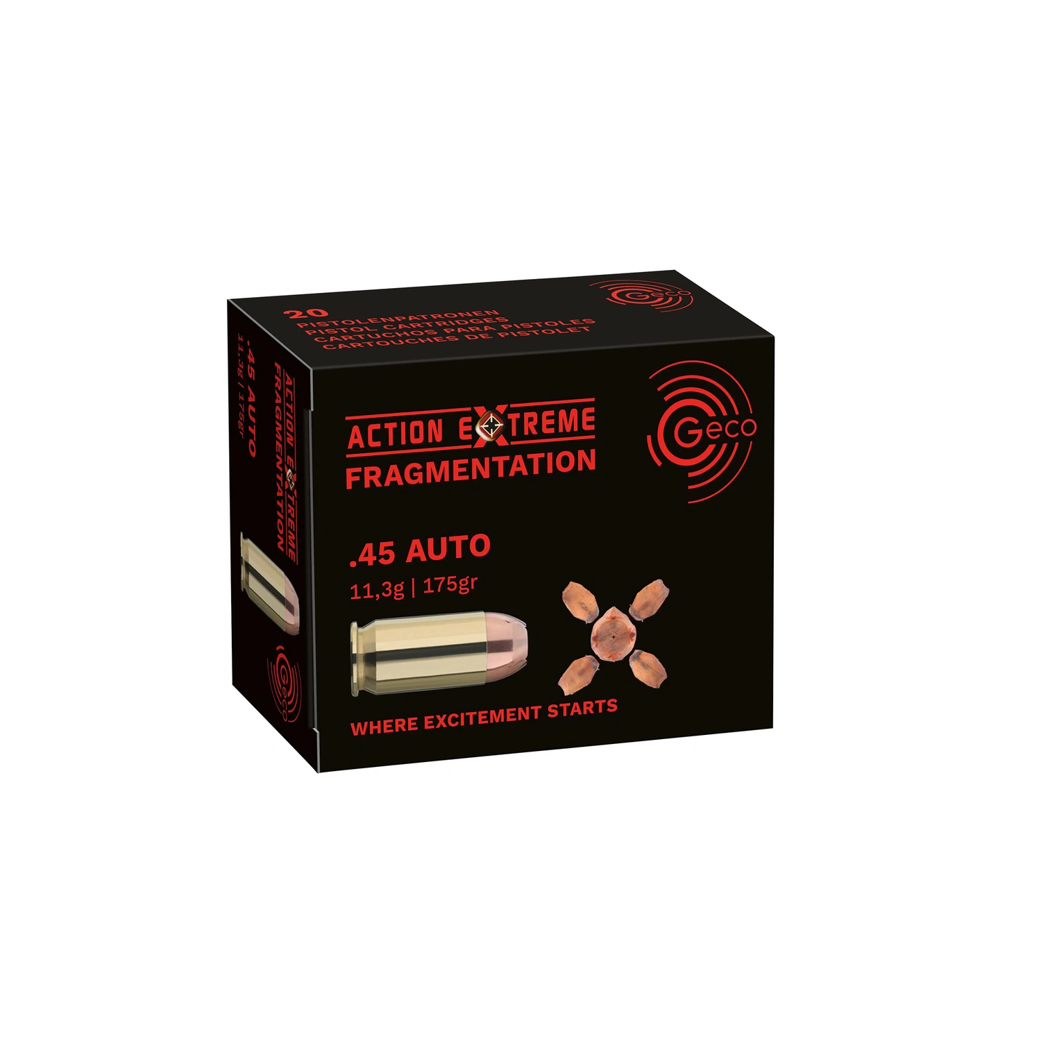 .45 ACP Action Extreme Fragmentation 11,3g/175grs. Geco