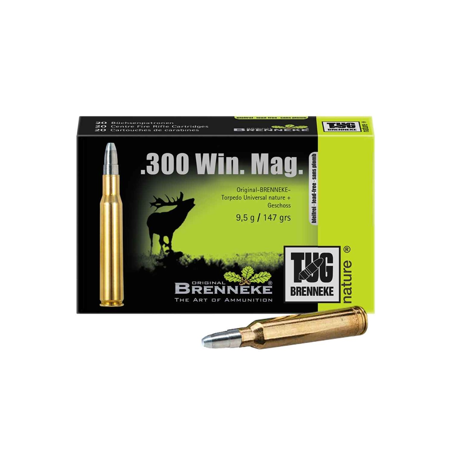 Büchsenmunition .300 Win.Mag. TUG nature 147 grs. Brenneke