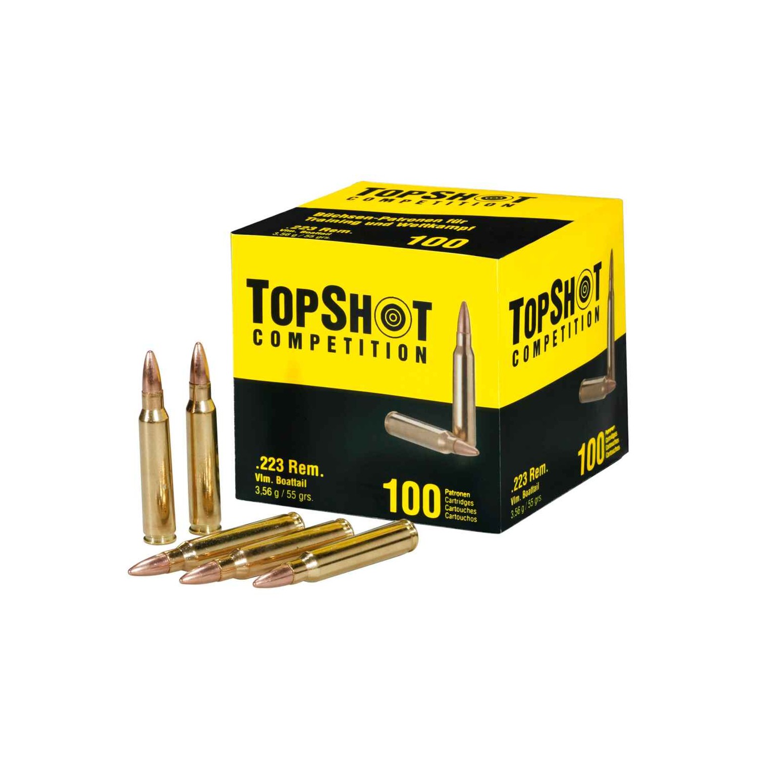 Büchsenmunition .223 Rem. Vlm BT, 3,6g/55grs.  TOPSHOT Competition